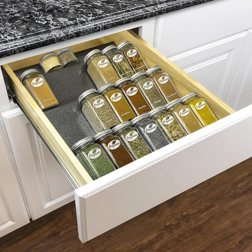 4 LYNK PROFESSIONAL Spice Drawer Organizer - Heavy Gauge Steel Tier Rack - Drawer Insert Tray for Jars, Herbs