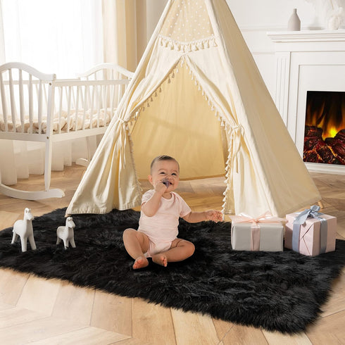Ashler Faux Fur Rug, Fluffy Shaggy Area Rug, Ultra Soft 3 x 5 Feet Rectangle for Nursery, Kids Room, Living Room