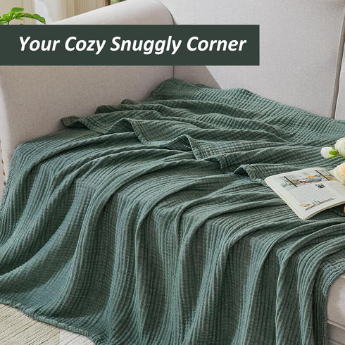 EMME 66"x90") Cotton Muslin Twin XL Blanket Breathable Gauze Soft Lightweight Blankets Adults Gifts for Women (Heather
