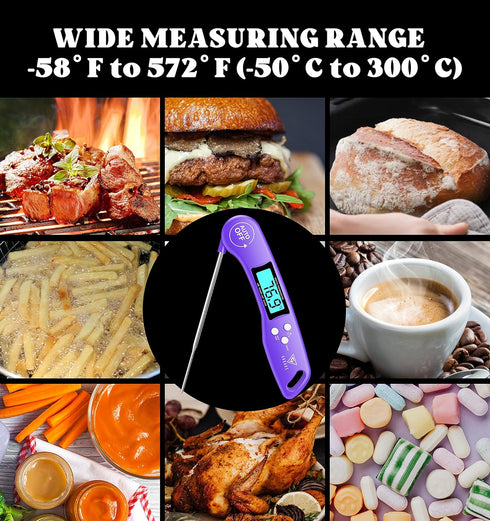 DOQAUS Digital Meat Thermometer, Instant Read Kitchen Probe with Backlit Display for Cooking, BBQ, Baking