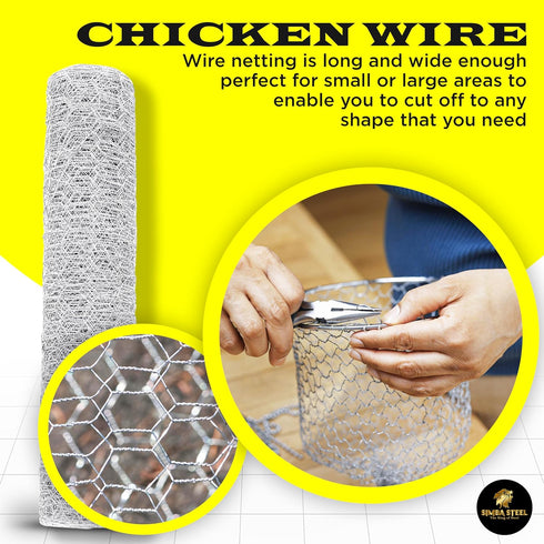 12 25 2 20GA PM12x25x2 Chicken Wire in x FT x Mesh x | Poultry Wire Netting | Hot Dipped Galvanised | Hexagonal