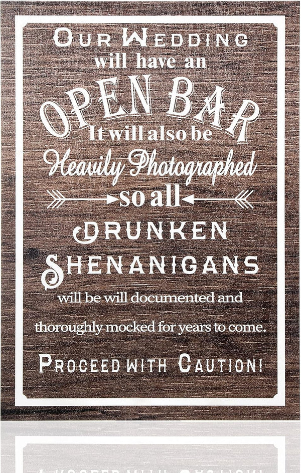 Jetec Open Bar Wedding Sign, Funny Wood Bar Sign for Your Reception Party, Hanging Wooden Rustic Farmhouse Decoration