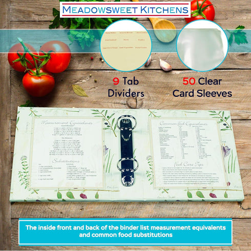 Meadowsweet Kitchens Recipe Card Holder Cookbook Mini 2 Ring Binder Organizer with 25 4 x 6 Cards
