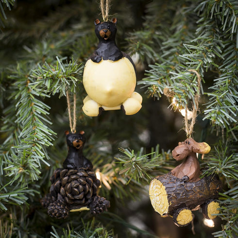 Slifka Sales Co. Bear & Moose Driving Christmas Ornaments, 3 Piece Decorative Set