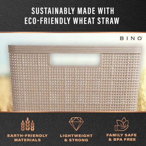 BINO Woven Plastic Basket XS (Natural Grey), 5-Pack, THE JUTE COLLECTION, Stylish Home Organization Storage