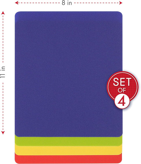 Dexas Heavy Duty Grippmat Flexible Cutting Board Set, 4 Pieces, 8 x 11 inches