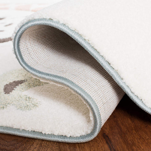 4' (CRK120A) SAFAVIEH Carousel Kids Collection Area Rug - Square, Ivory, Animal Design, Non-Shedding & Easy Care, Ideal