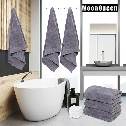 6 Pack Set MOONQUEEN Premium Bath Towel - Quick Drying - Microfiber Coral Velvet Highly Absorbent Towels - Multipurpose