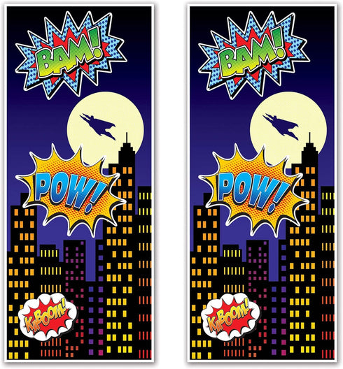 Beistle Hero Door Covers 2 Piece, 30" x 6', Multicolor