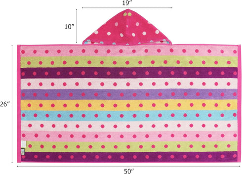 ORIGINAL KIDS 100% -26x50- Hooded Bath Towel Wrap - Cotton Jacquard Reversible Large Hooded Kids Towel - Toddler Shower
