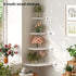 12", 2-Pack Floating Corner Shelves White Solid Oak Wall Mounted Wooden Display Storage Rack with Wire Hole for Plants