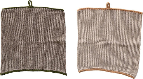 Creative Co-Op Square Cotton Knit Dish Cloth, Set of 2, Multi (DF3785)