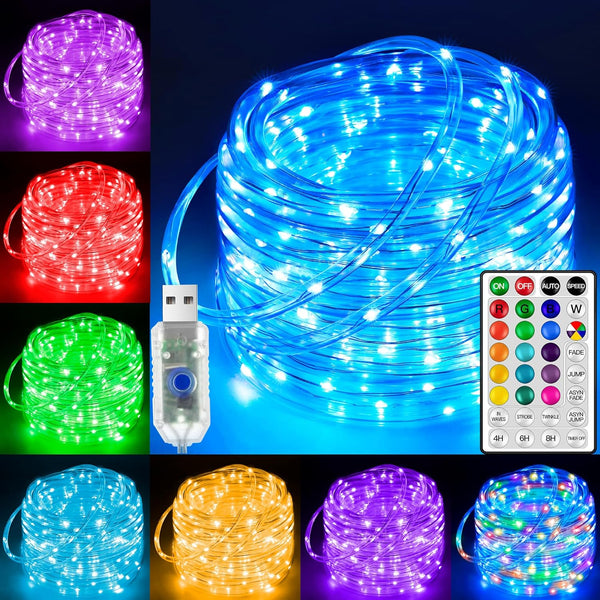 Ollny USB Rope Lights Indoor Color Changing, 33FT 100 LED String Lights
