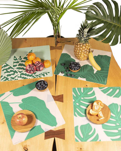 modern-twist 14 x 16 Silicone Placemat, BPA PVC-Free Table Mat, Dishwasher Safe, Conservatory Print in Tiger Aloe