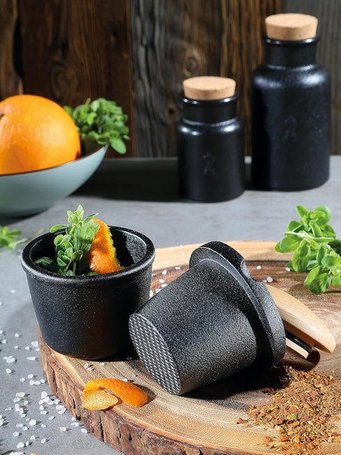 Zassenhaus Cast Iron Spice Grinder Set with Beech Wood Lid, 3 Inches (Black)