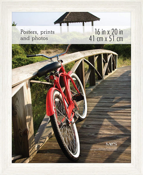 MCS Museum Poster Frame 16x20, White Woodgrain, Vertical & Horizontal Wall Hanging for Photos & Art Prints