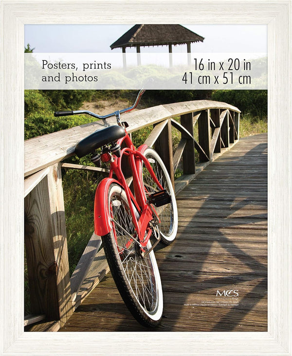 MCS Museum Poster Frame 16x20, White Woodgrain, Vertical & Horizontal Wall Hanging for Photos & Art Prints