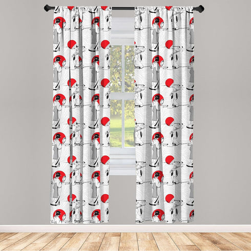 Ambesonne East Curtains, Japanese Geisha Girl with Traditional Kimono Illustration, 2 Panel Set for Living Room, 28" x