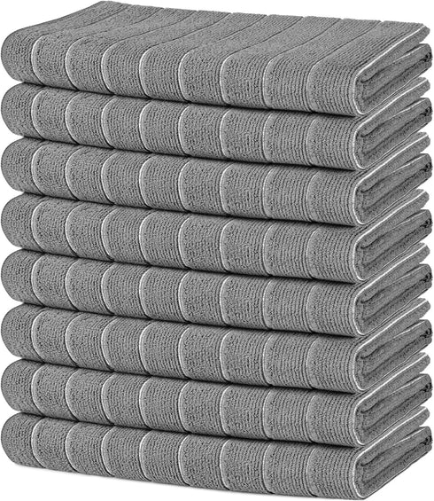 AIDEA Microfiber Kitchen Towels-8Pack, Soft Absorbent Dish Towels, Multi-Purpose Kitchen Cloth for Home, Grey 15”x25”