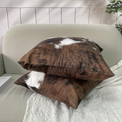 TOMWISH Pack of 2 Throw Pillow Covers - Christmas Cowhide Printing Western 18x18 Decorative Cushion Covers