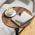 Drink Table, Small Round Side Table for Small Spaces, Modern Accent Round End Tables with Metal Leg, Thickened Wood