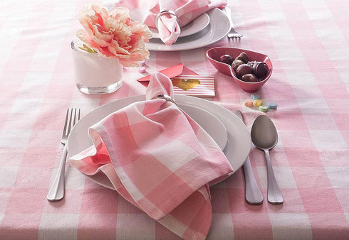 DII Buffalo Check Collection Classic Farmhouse Tablecloth, Pink & White, 60 x 84