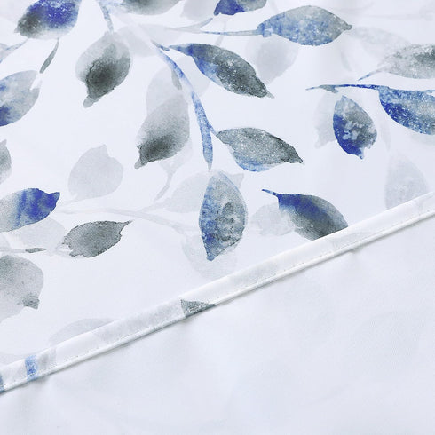 Valance for Windows, Watercolor Leaves Print Rod Pocket, 52 x 14 Inches, Blue/Gray