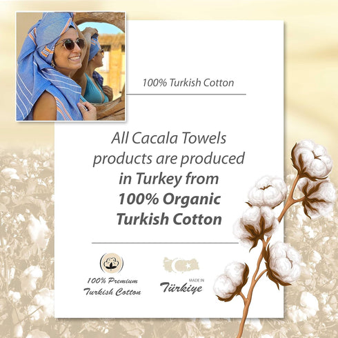 Cacala Turkish Beach Towel, Quick Dry Prewashed, Extra Large Peshtemal for Bathroom, Travel, Pool, 37 in x 70 in