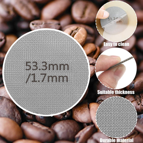 53.3 mm Espresso Puck Screen - Stainless Steel Coffee Filter, Reusable Lower Shower Clean Coffee Screen