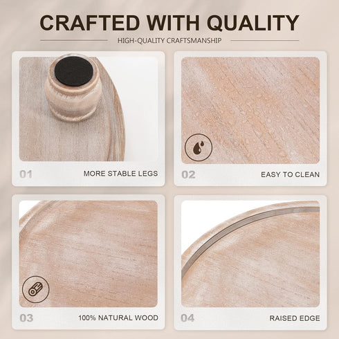 Counter EOSAHR Farmhouse Wood Riser for Display : Decorative Pedestal Stand for Kitchen and Home Decor - Elegant Round