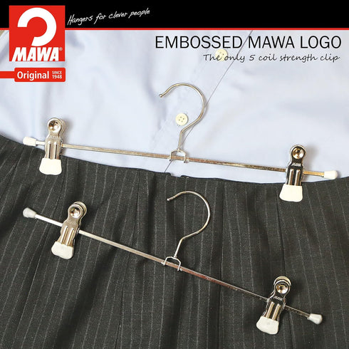 Mawa by Reston Lloyd Non-Slip Space-Saving Clothes Hanger for Pants & Skirts, Set of 10, White