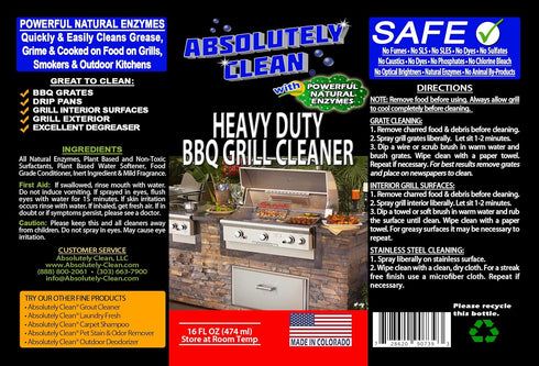 (32oz Absolutely Clean IT JUST WORKS GREAT as Grill Cleaner Spray! - Professional Strength, Natural Enzyme Formula