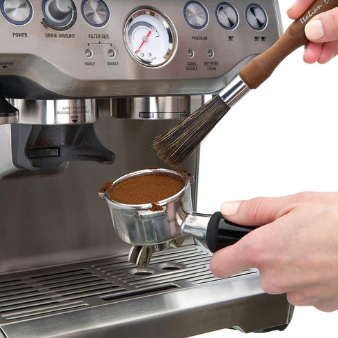 Redecker Natural Pig Bristle Espresso Maker Brush with Oiled Thermowood Handle, 8-1/8 Inches