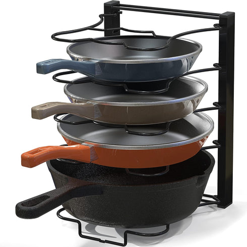 SIMPLE HOUSEWARE 5 Compartments Height Adjustable Pan Organizer - Black