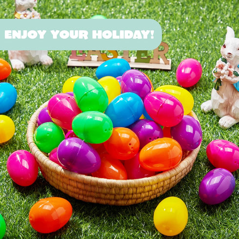 50 2.3" JOYIN PCS Easter Eggs, Empty Plastic Eggs Fillable Colorful Bright Eggshell Bulks for Easter Hunt, Filling