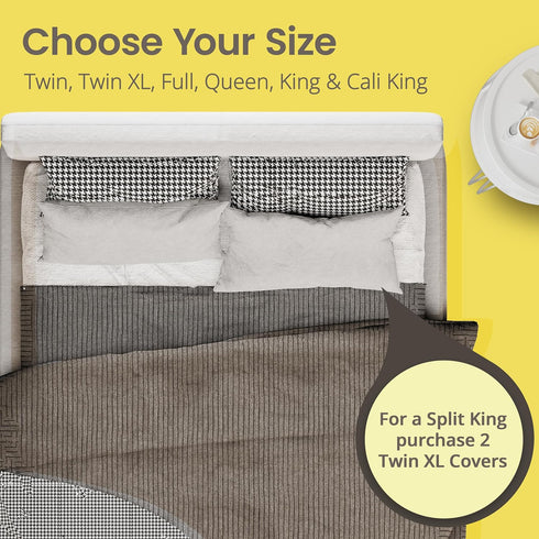 18" SafeRest Waterproof Mattress Protector Twin Size Absorbent Breathable Soft Fitted Bed Cover with Deep Stretchable