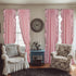 W52 L95, 2 StangH Kids Curtains for Bedroom, French Romantic Style Ruffled Blush Curtains Soft Smooth Faux Silk Window