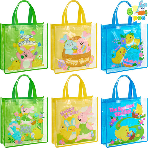 JOYIN 6 Pcs Easter Party Favor Supplies Gift Bags For Kids, 13"