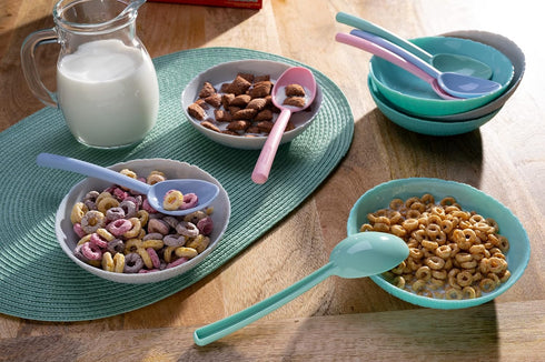 Plastic Spoon Set, Portable Reusable Dinner Scoops for Cereal, Soup, Porridge, Home Kitchen Buffet, Made in USA