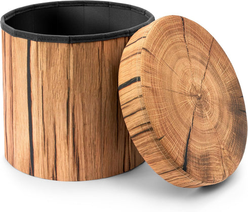 Sorbus Tree Stump Stool, 15 Inch Toy Storage Ottoman, Rustic Log Cabin Decor, Perfect Footstool and Kids Toy Chest