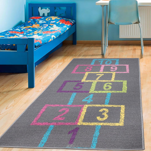 Ottomanson 2'2" x 6' Hopscotch Kids Rug - Play Mat for Playroom,