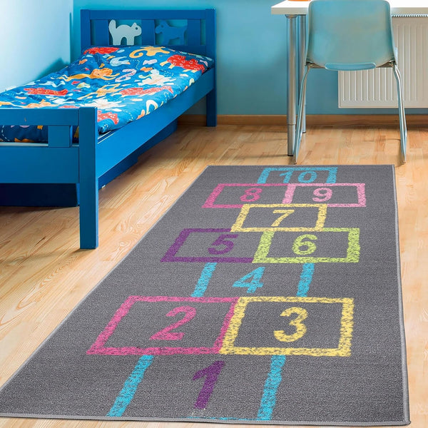 Ottomanson 2'2" x 6' Hopscotch Kids Rug - Play Mat for Playroom,