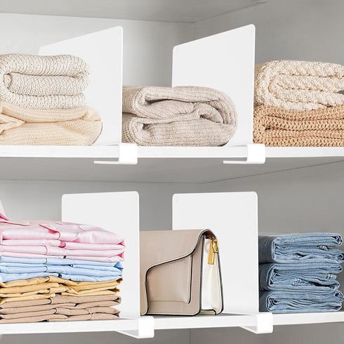 6 Closet Closet HBlife Pcs White Acrylic Shelf Dividers, Vertical Purse Organizer for Perfect for Sweater, Shirts