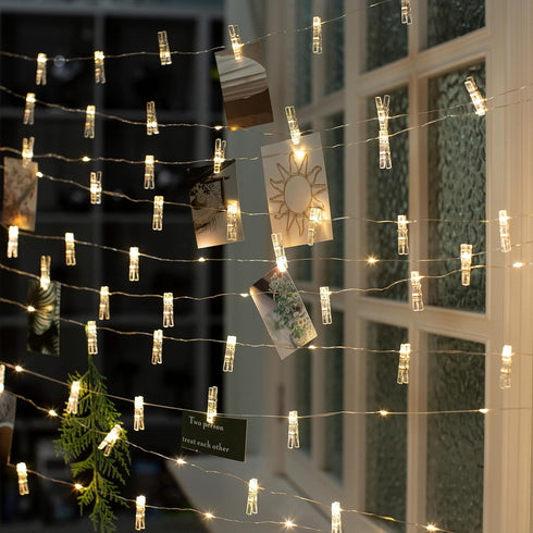 Light,33FT 51 LUSHARBOR Photo Clips String Fairy Lights with Clips, Battery Operated String Lights with Clips