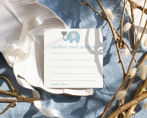 Blue Elephant Advice Cards - 25 Pack, Fun Baby Shower Game & Unique Guest Book Alternative