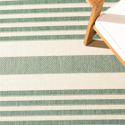 SAFAVIEH Courtyard Collection 2' x 3'7" Beige/Dark Green CY6062 Nautical Coastal Stripe Waterproof Easy Cleansing Mat