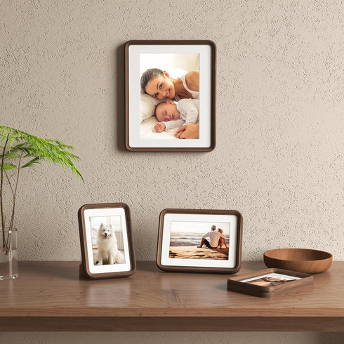 4x6 4x6 3x5 Picture Frame Natural Walnut Solid Wood Photo Frame from CA-USA with Tempered Glass, Handcrafted Wooden