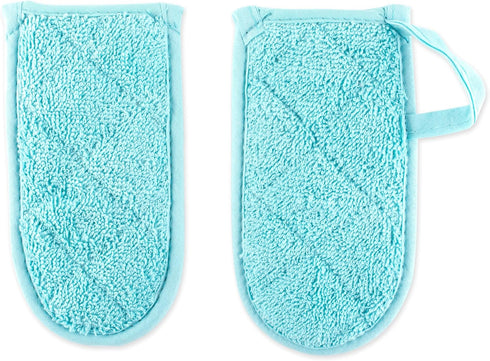 DII Basic Terry Collection Quilted 100% Cotton Pan Handle, Aqua, 3 Piece
