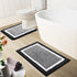 OLANLY Luxury U-Shaped Toilet Rugs, 24x20 Extra Soft Microfiber Non-Slip Bath Mat (Black and White)