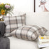YOUR SMILE Set of 2 Retro Farmhouse Buffalo Tartan Chequer Stripe Plaid Cotton Linen Throw Pillow Case (Brown,